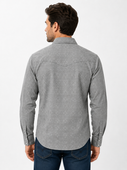 Beau Pearl Snap Shirt: Micro-Print