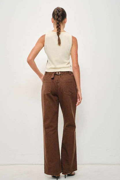 UMA HORSE GRAPHIC KNIT SWEATER TOP: Beige-Brown