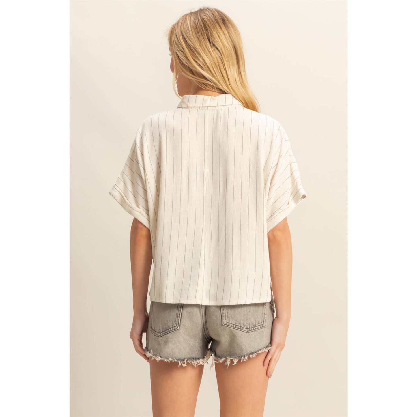 Linen Days Striped Button Down Shirt: OATMEAL