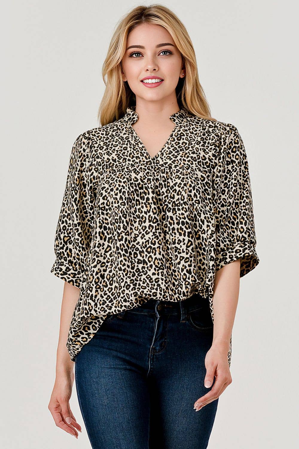 Devon Half Sleeve Leopard Print Loose Fit Top