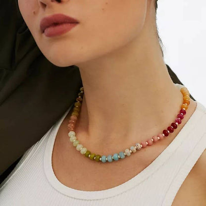 Natural Stone Semi-Precious Glass Mixed Necklace | 40NK9694: A