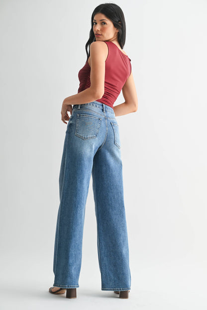 DP689 - MED - HR Palazzo Wide Leg Jeans