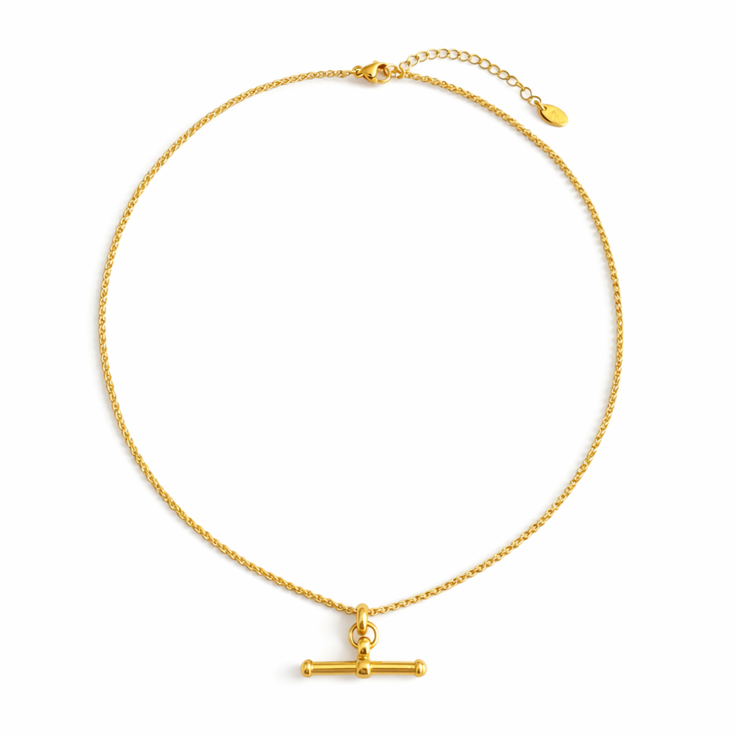 Golden T-Bar Chain Necklace – Sleek Minimal Statement