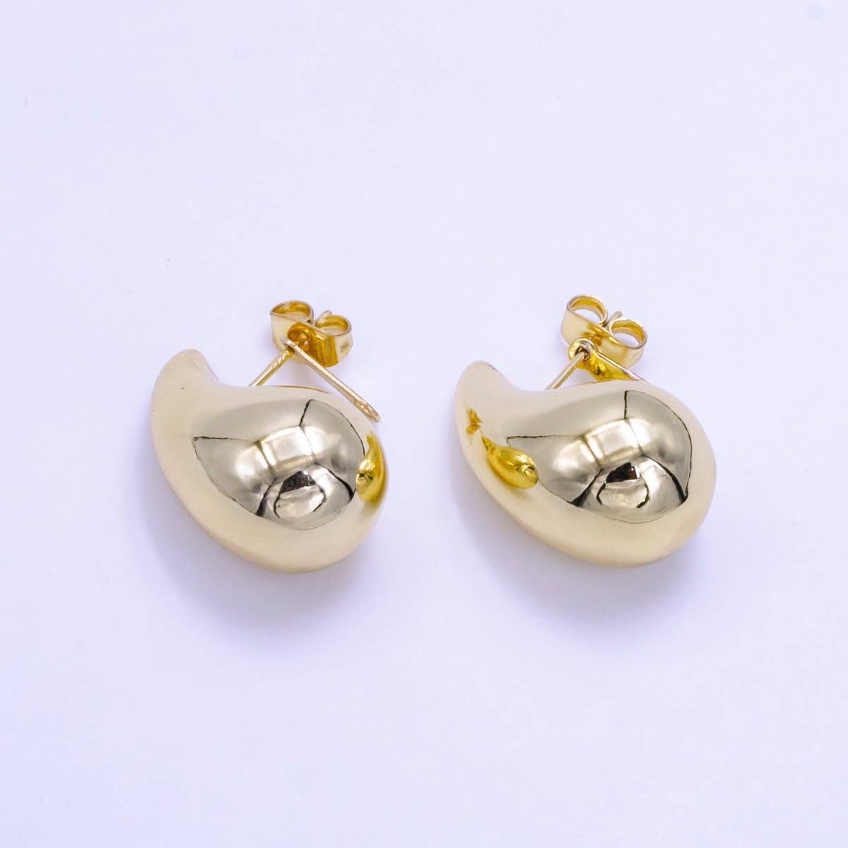 14K Gold Filled 25mm Chunky Modern Teardrop Stud Earrings in Gold & Silver