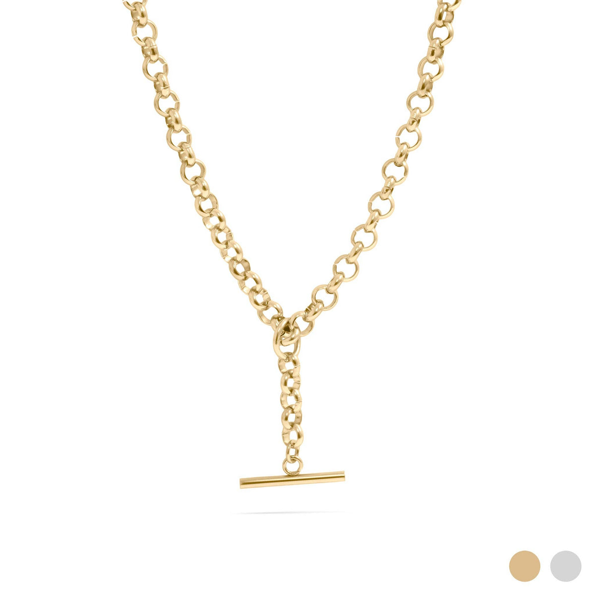 Iscera 18K Gold Non-Tarnish Stainless Steel Tbar Necklace: Gold