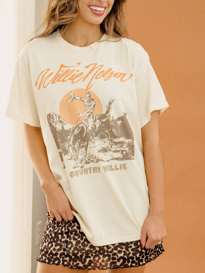 Willie Nelson Country Willie Off White Thrifted Graphic Tee