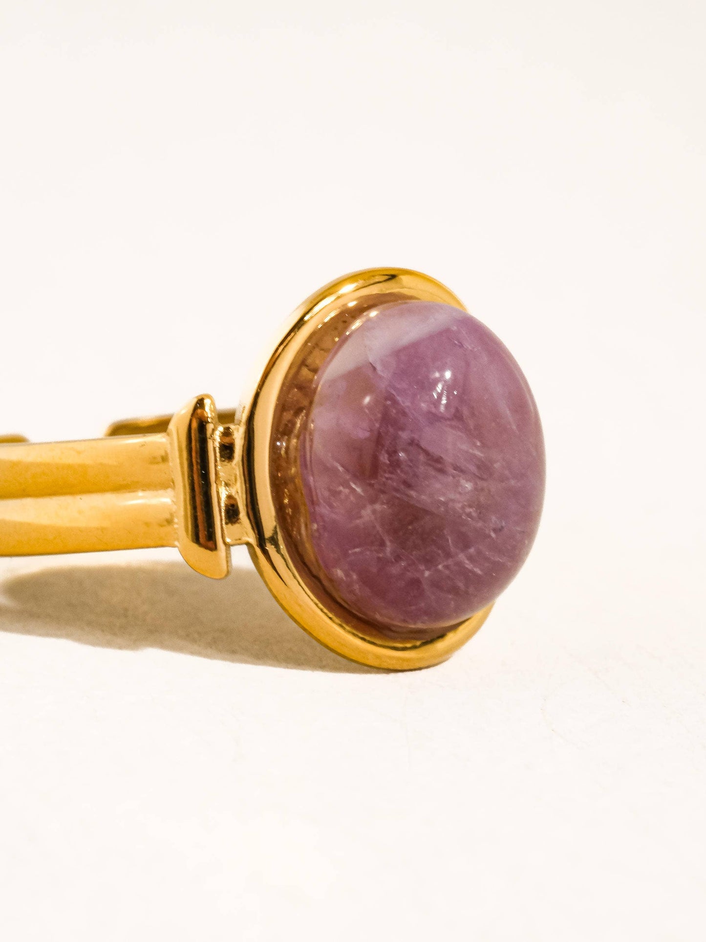 Jett 18K Gold Non-Tarnish Pink Stone Adjustable Ring: Purple