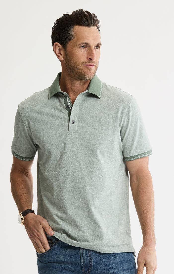 Luxe Brushed Knit Polo: GREEN / M