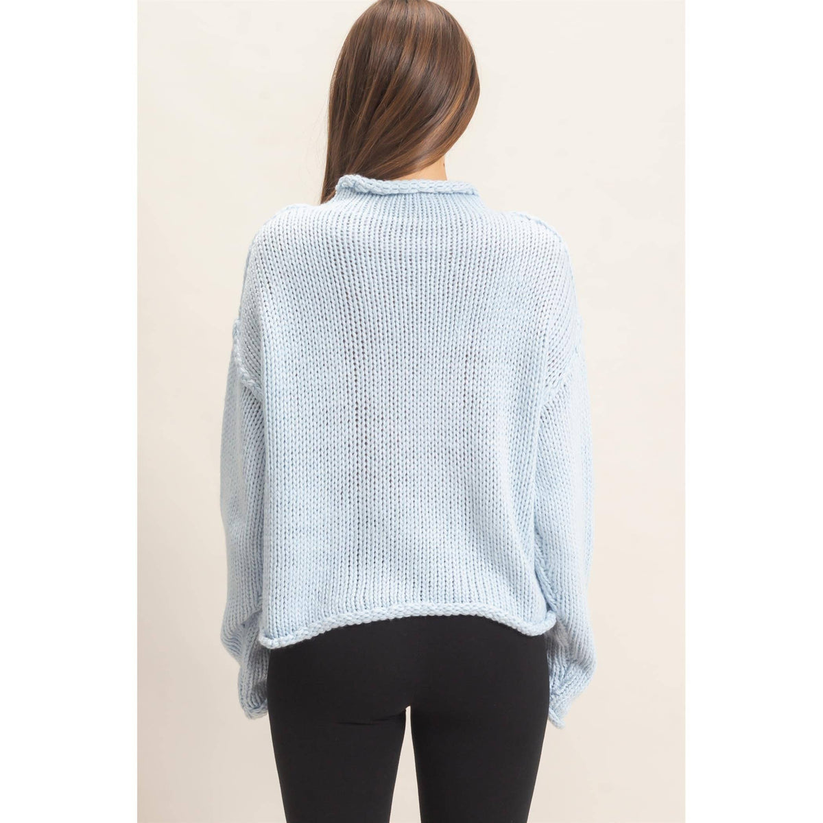 Rolled Collar Loose Knit Sweater: OATMEAL / S-M-L(2-2-2)