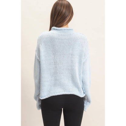 Rolled Collar Loose Knit Sweater: OATMEAL / S-M-L(2-2-2)