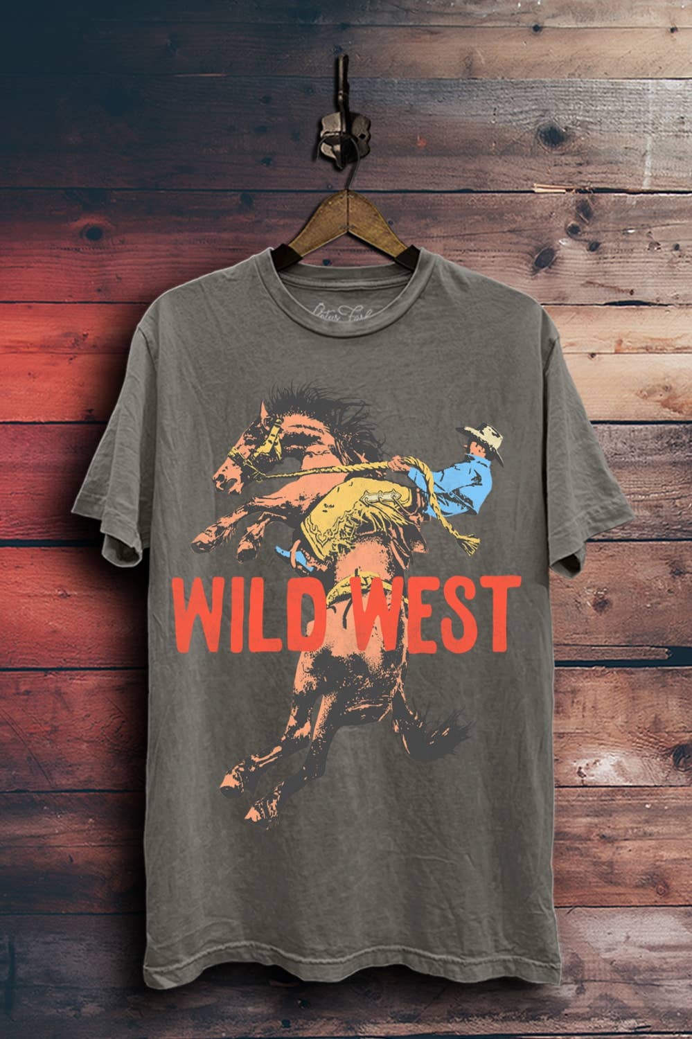 Wild West Rodeo Graphic Unisex Tee: Stone Gray Mineral Wash