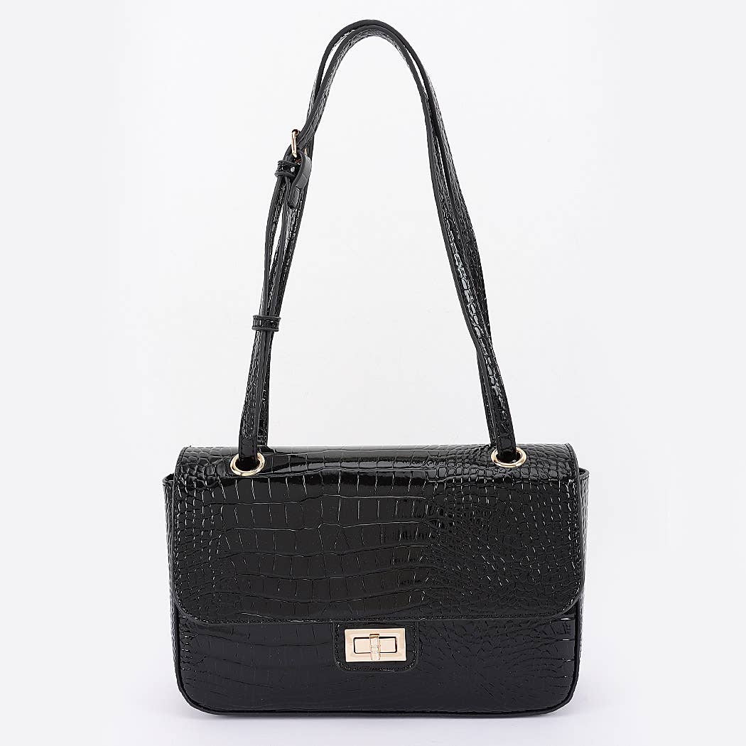 Croc Patent Leather Flap Bag: CF