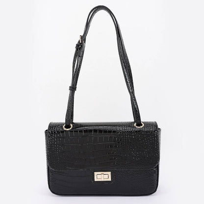 Croc Patent Leather Flap Bag: CF