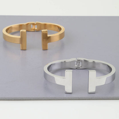 Bold Open T Cuff Bracelet: GD