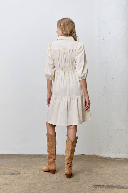 Mary Collar Mini Dress: Oatmeal