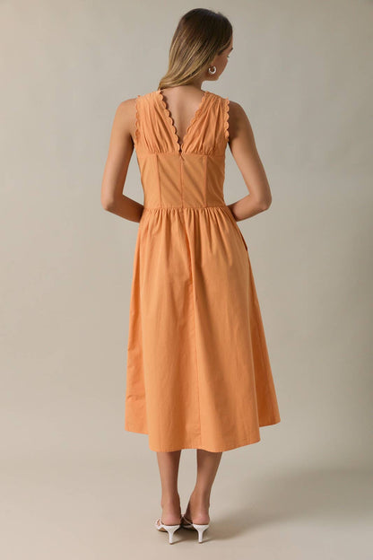 Sienna Border Edge Midi Dress: Orange