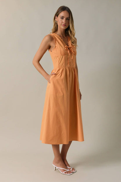 Sienna Border Edge Midi Dress: Orange