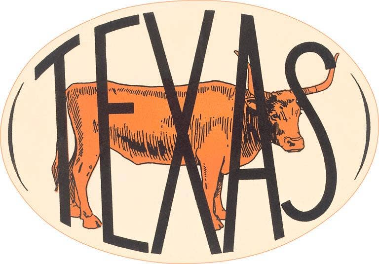 Magnet TX-630 Texas Decal with Longhorn Steer