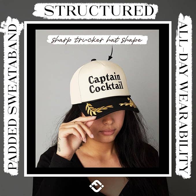2-Tone Cap - Captain Cocktail - Black/Beige (nautical)