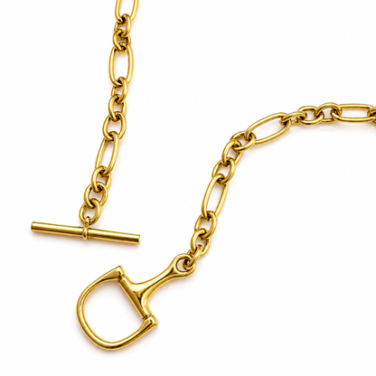 Ingrid Chunky Equestrian Bit Chain Necklace - Waterproof Gold Steel