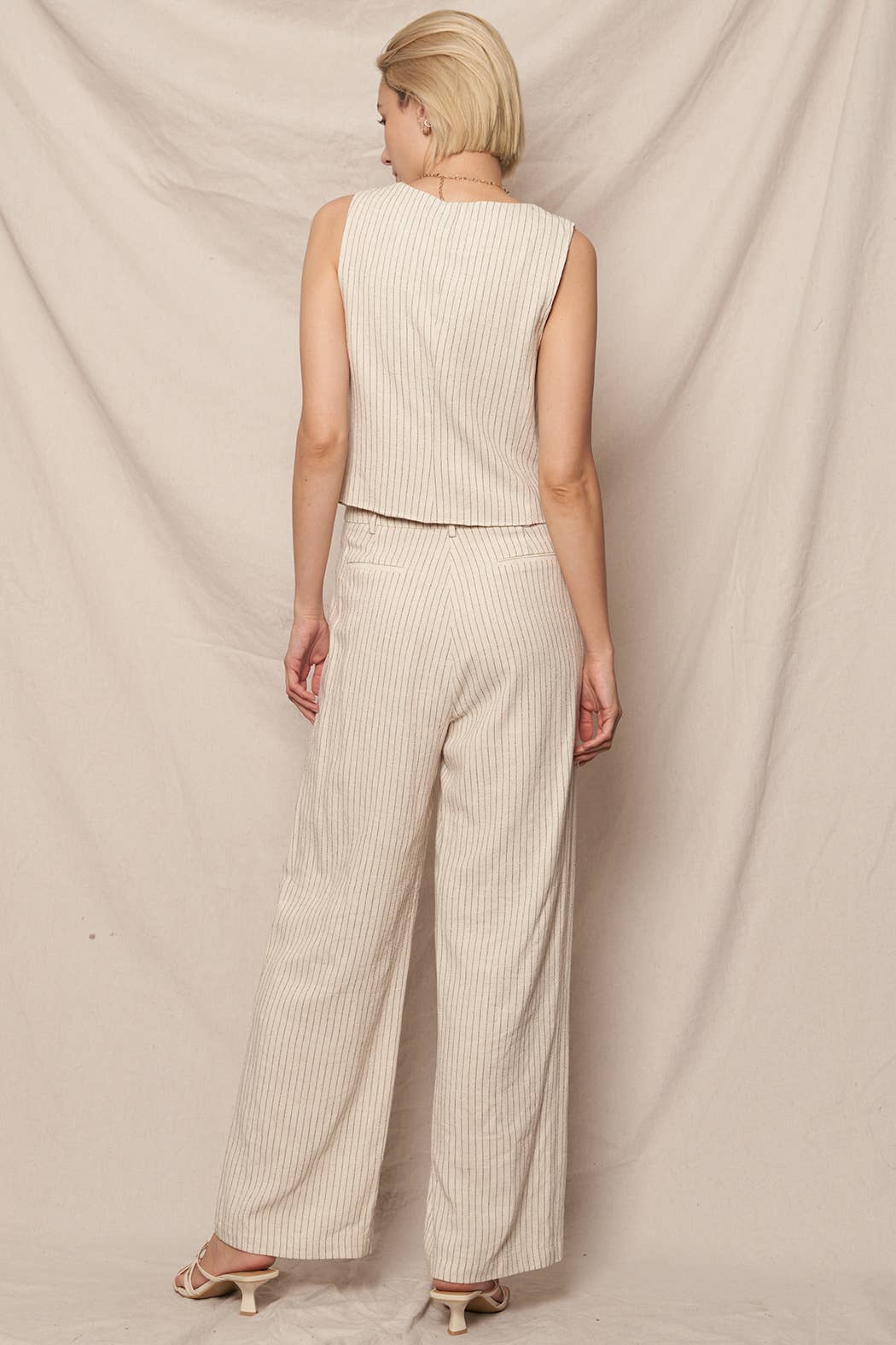Millie Sleeveless Striped Vest : Ivory Black