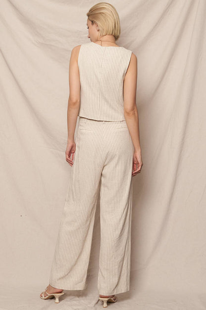 Millie Sleeveless Striped Vest : Ivory Black