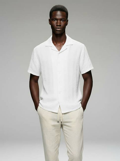 Crochet/Textured Short Sleeve Men's Shirt 4065: HB-4065 / L