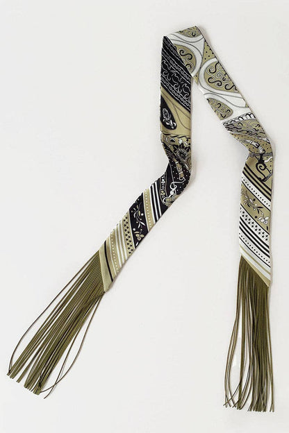 Printed Fringed Detail Scarf: 7 / One Size