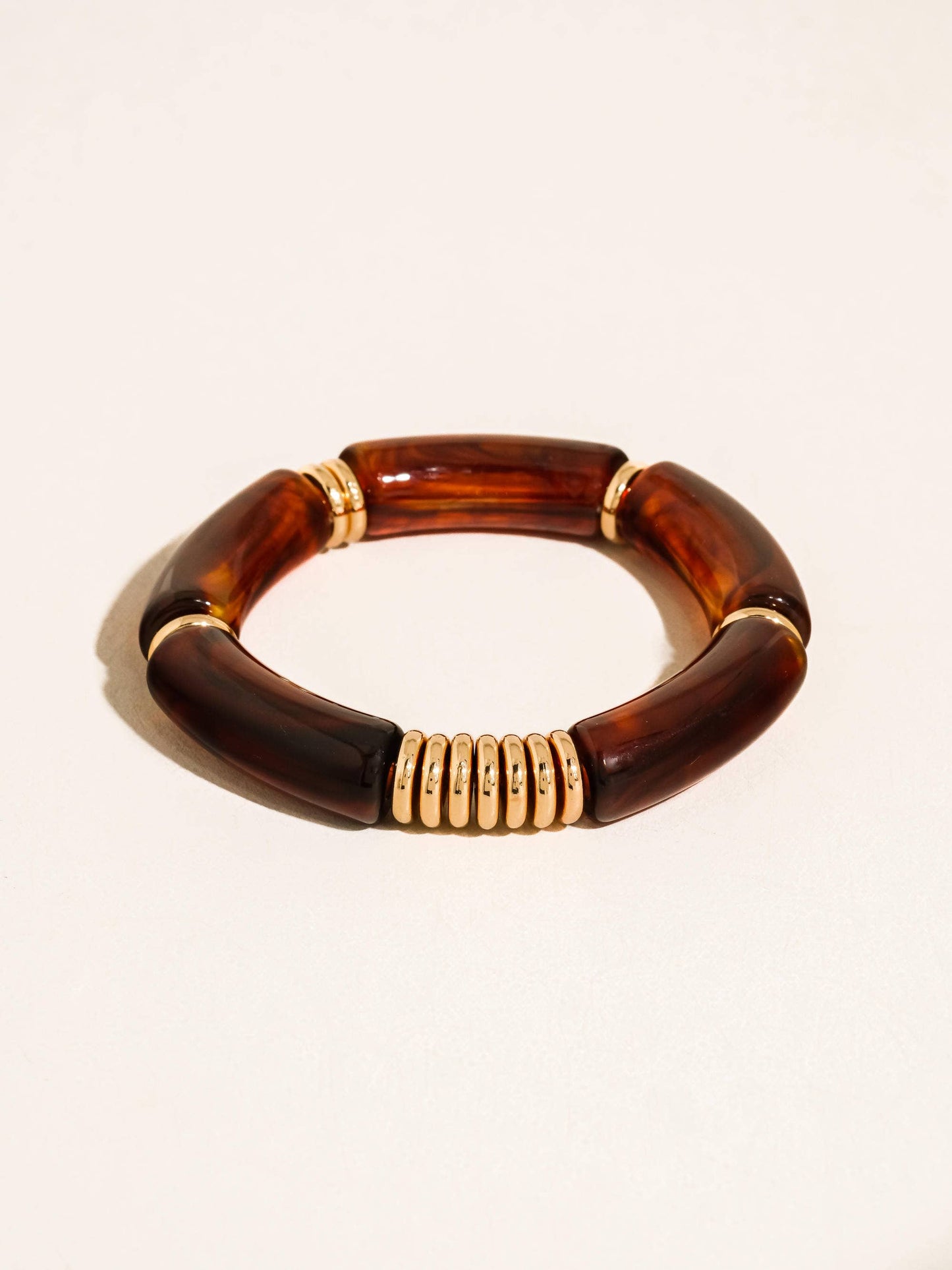 Cove 18K Gold Non-Tarnish Chunky Resin Bangle Set: Brown