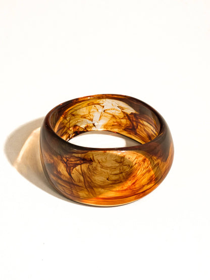 Caelia Modern Bold Statement Resin Bangle: Brown