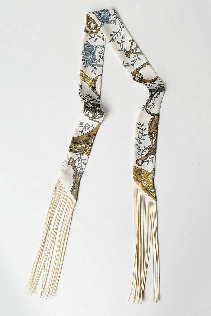 Printed Fringed Detail Scarf: 1 / One Size