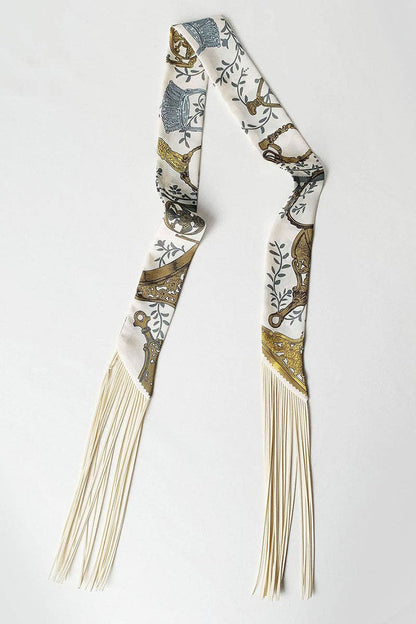 Printed Fringed Detail Scarf: 1 / One Size