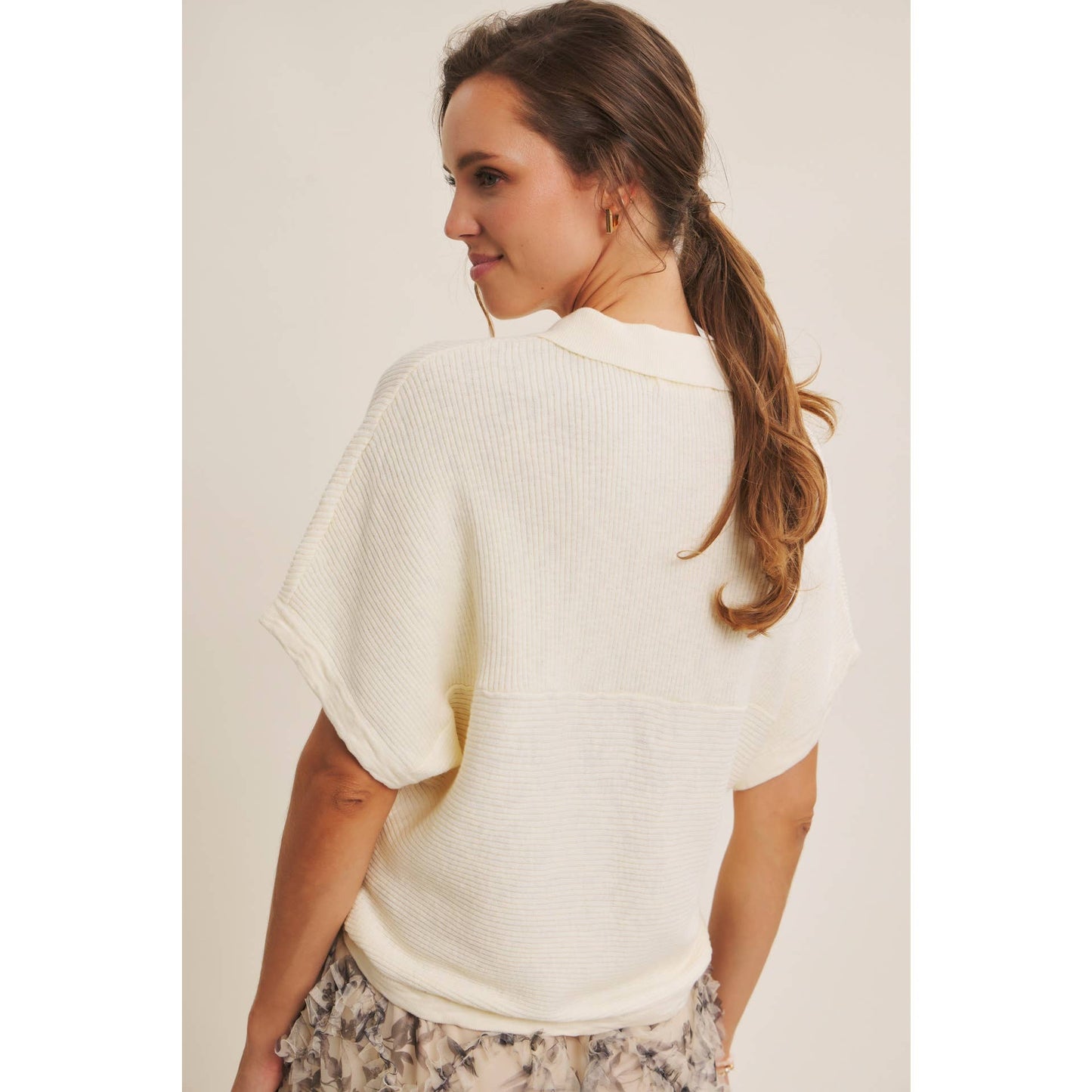 Beaumont Effortless Rib Knit Top: Cream