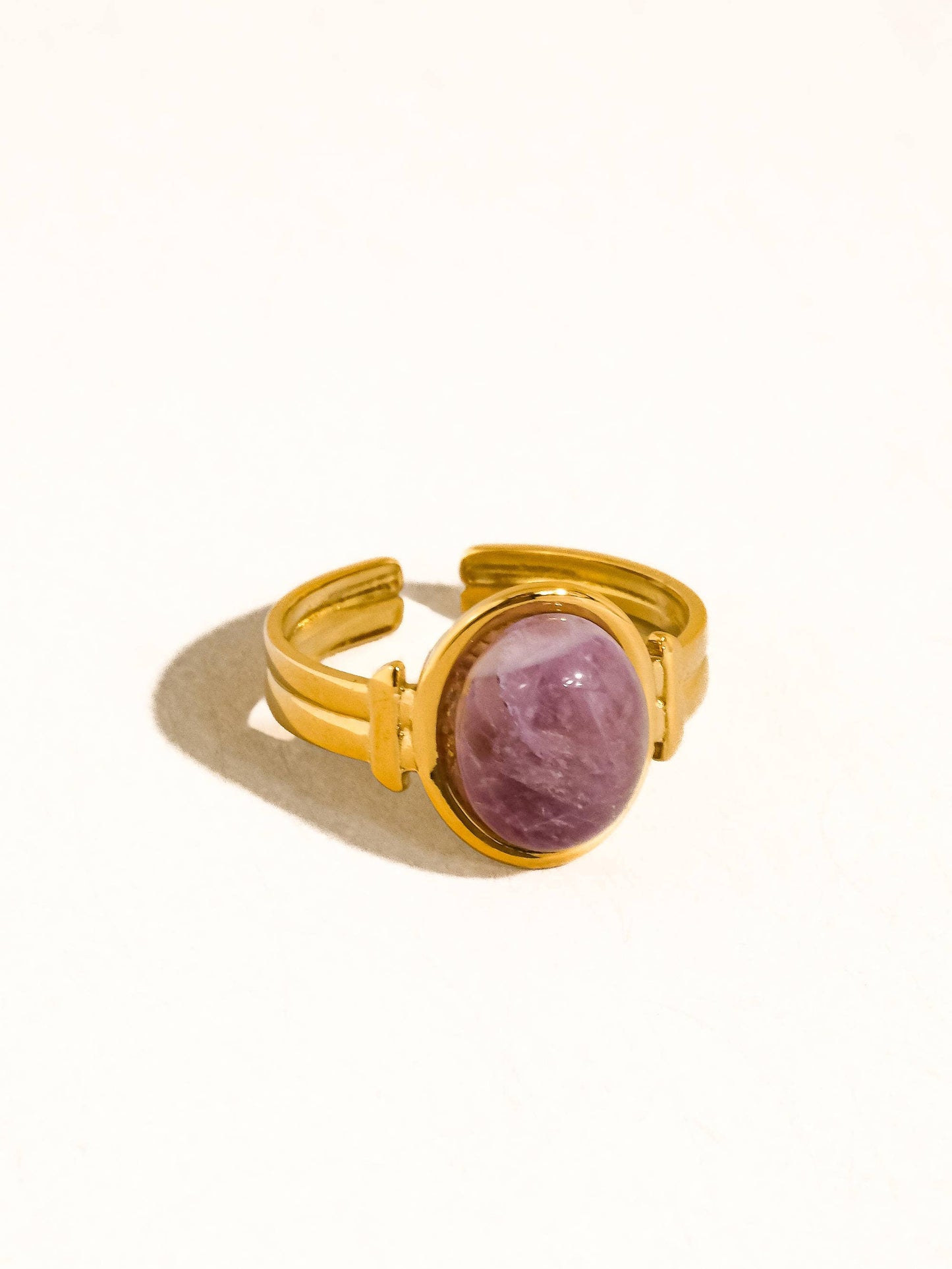 Jett 18K Gold Non-Tarnish Pink Stone Adjustable Ring: Purple