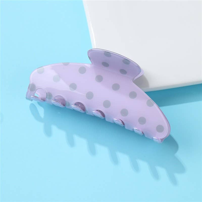 Retro Polka Dot Hair Claw - Glossy Spotted French | 40H1099: Off White