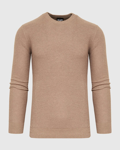 Crew Sweater | Heather Camel Pique