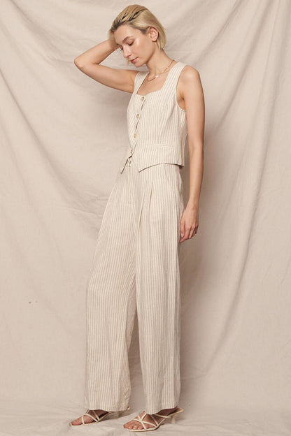 Millie Sleeveless Striped Vest : Ivory Black