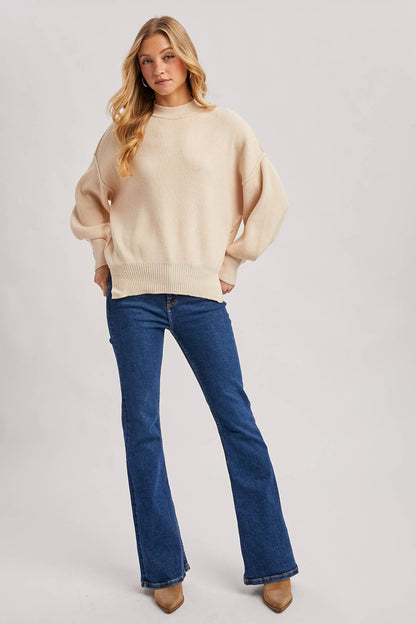 Frost Ribbed Mock Neck Pullover: Shell