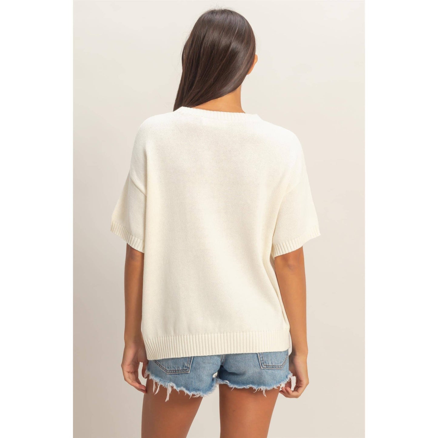Americana Flag Knit Top: CREAM