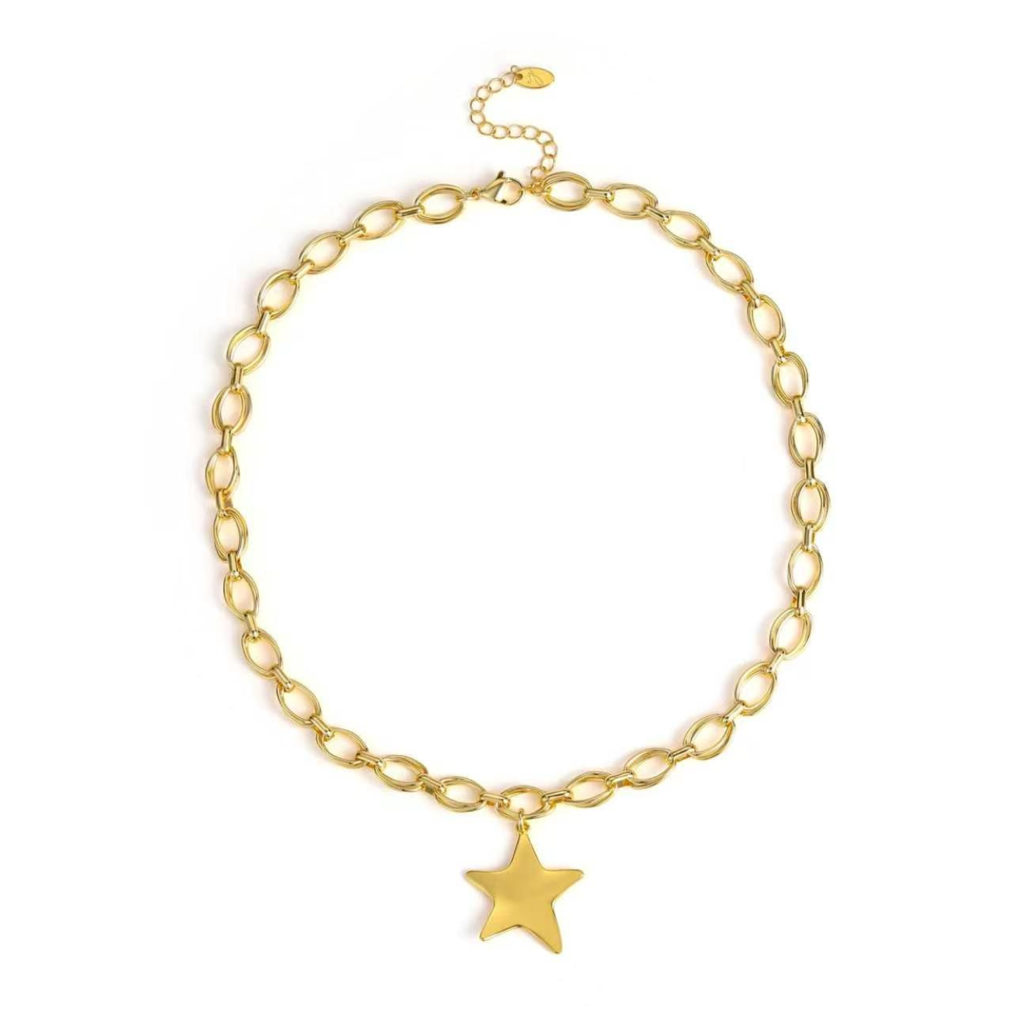 Molten Star Charm Link Chain Necklace – Gold Statement