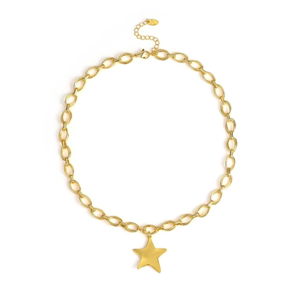 Molten Star Charm Link Chain Necklace – Gold Statement