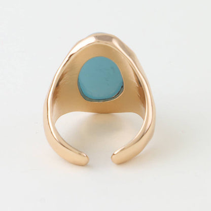 Polished Oval Stone Statement Ring: GBR