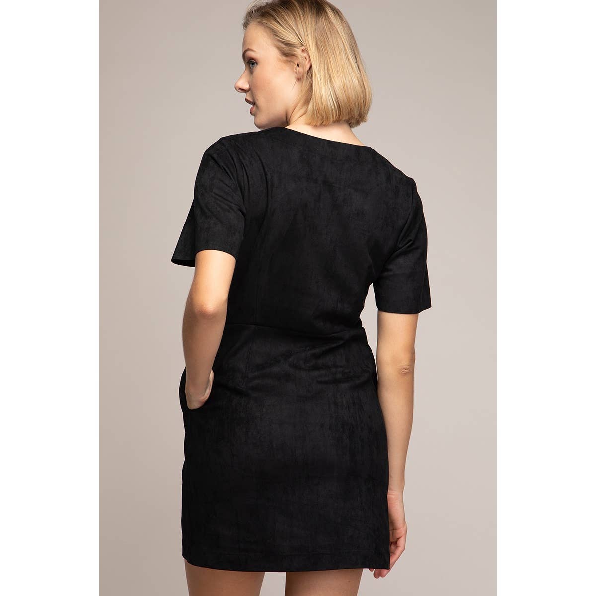 Bodycon Button Down Dress: Khaki / S