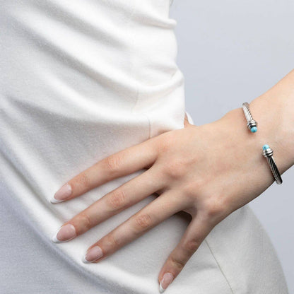 18K Gold PVD Stainless Turquoise Twisted Bangle Braclet: Gold