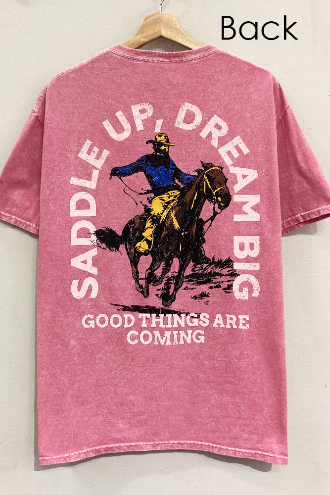 Saddle Up Cowboy Graphic Tee: MAUVE / OVERSIZED