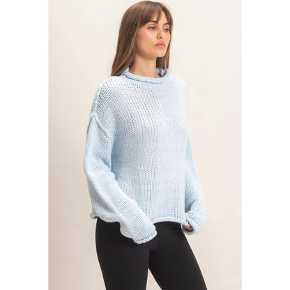 Rolled Collar Loose Knit Sweater: OATMEAL / S-M-L(2-2-2)
