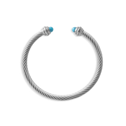 18K Gold PVD Stainless Turquoise Twisted Bangle Braclet: Gold