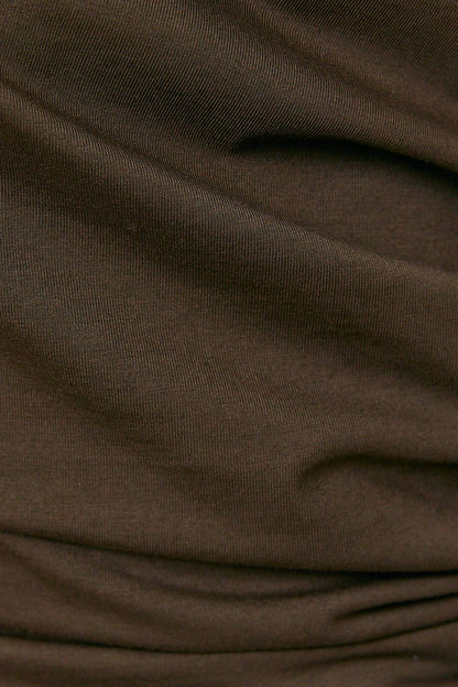 Worthington Off the Shoulder Top with Ruching: Chocolate