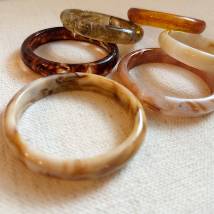 Natural Tones Bold Resin Bangle Set Of 3: Sunset