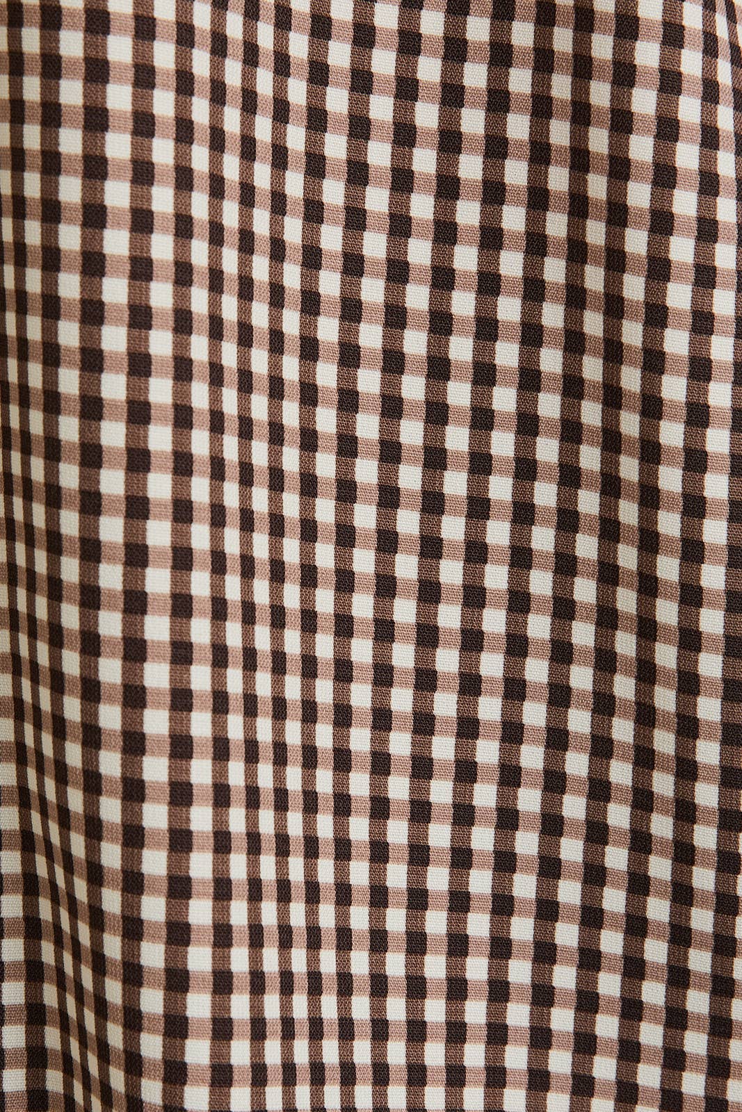 Maggie Square Neck Front Tie Long Sleeve Check Top: Brown Cream